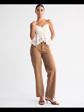 Women's Vegan Suede Straight Leg Pants